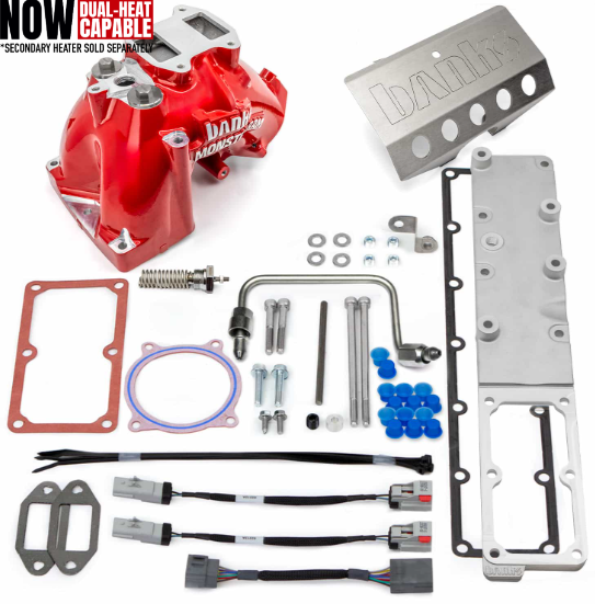 MONSTER-RAM® Intake System W/Fuel Line - 2019-24 Dodge/RAM 2500/3500 6.7L, CARB, w/Heater System Upgrade, RED