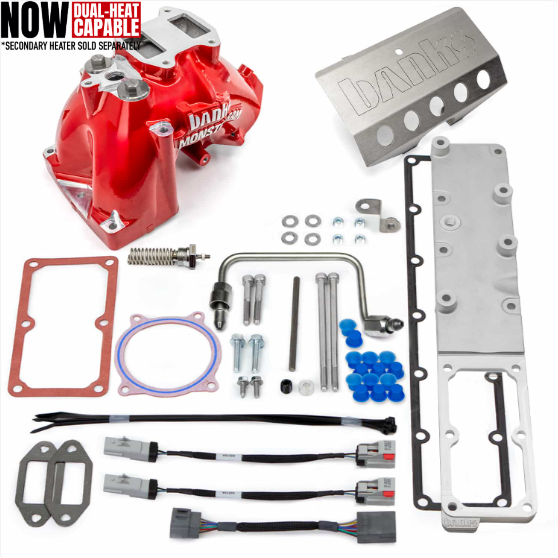 MONSTER-RAM® Intake System W/Fuel Line - 2013-18 Dodge/RAM 2500/3500 6.7L, CARB, w/Heater System Upgrade, RED